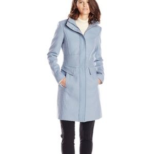 Kenneth Cole light blue wool-blend zip front coat